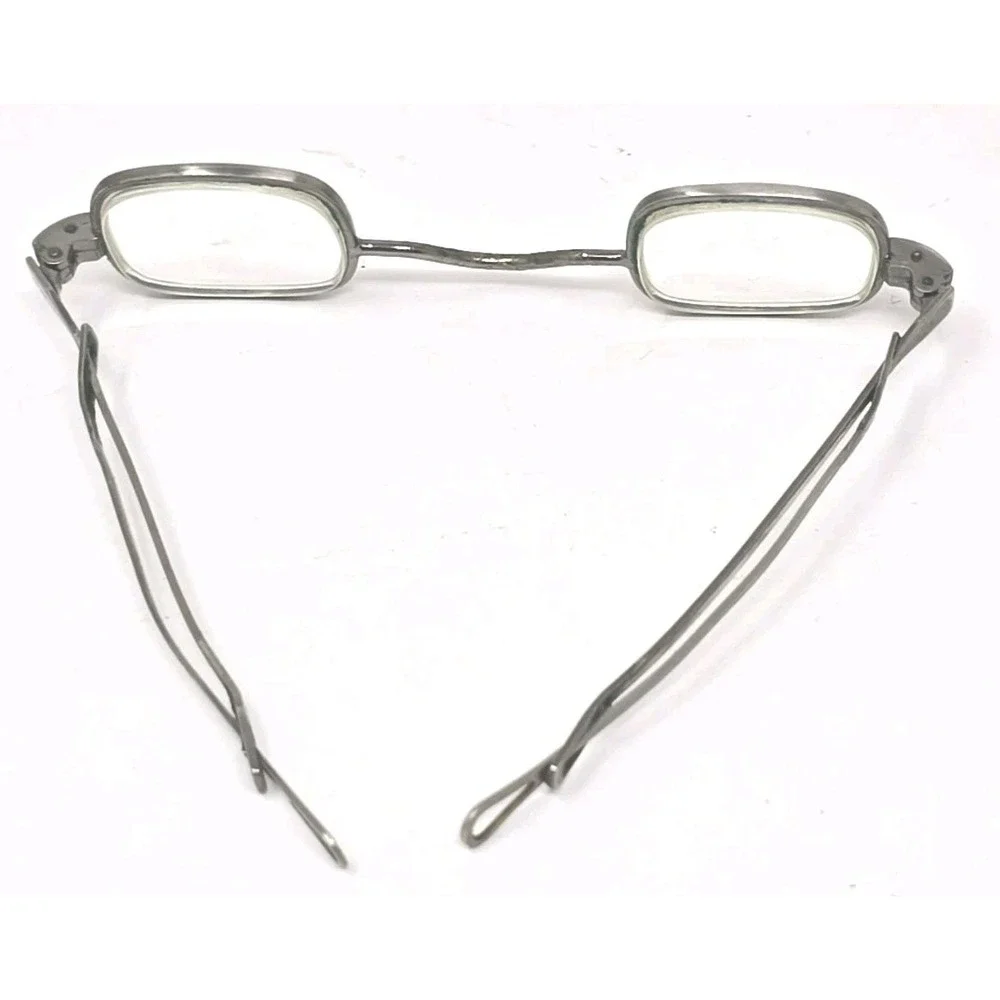 Vintage Antique Otters 18 Century Spectacles Glasses Metal Frame w/ Case PB5